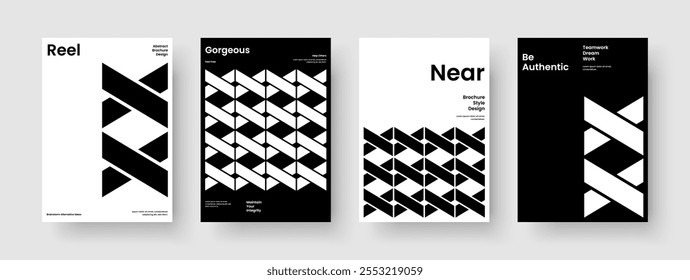 Design de cartaz geométrico. Modelo de relatório abstrato. Layout de Panfleto Criativo. Capa de Livro. Brochura. Apresentação de negócios. Histórico. Faixa. Carteira. Identidade da marca. Folheto informativo. Boletim informativo. Conhecimento Manual