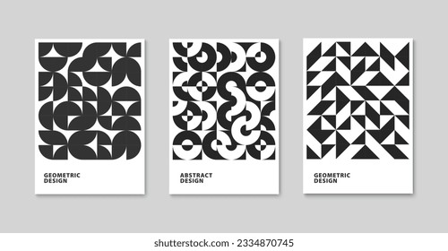 Geometric poster design. Modern abstract geometric pattern. Trendy triangle, circle, square art background. Vector illustration