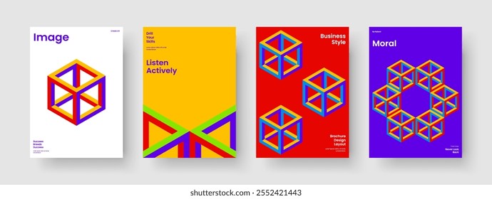 Diseño geométrico del cartel. Diseño de informe moderno. Plantilla de folleto aislado. Volante. Anuncio. Presentación de Negocios. Portada de libro. Antecedentes. Cuaderno. Revista. Folleto. Panfleto. Boletín de noticias
