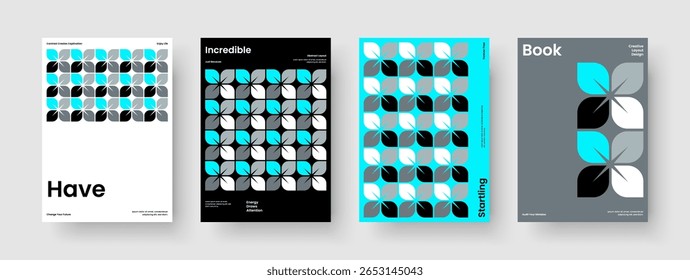 Geometrisches Posterlayout. Vorlage für kreativen Bericht. Design des isolierten Buchdeckels. Banner. Broschüre. Geschäftspräsentation. Hintergrund. Flyer. Broschüre. Newsletter. Katalog. Werbung. Handzettel