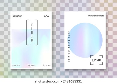 Póster geométrico. Vector de Memphis. Concepto moderno. Telón de fondo de los 90. Lámina de perlas. Etiqueta rosa de 1980. Patrón irisado. Póster geométrico violeta