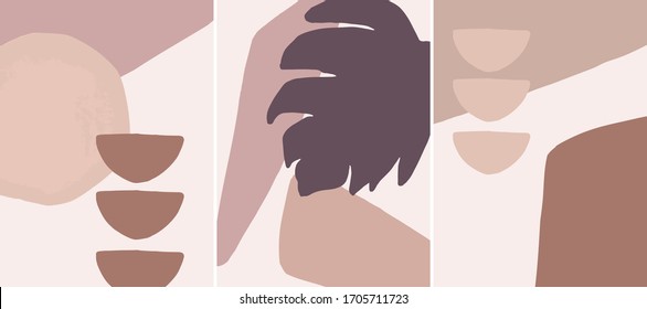 Geometric poster set with  pastel elements, shapes on cream background. Abstraction nordic vector print. Scandinavian style.Abstract contemporary modern trendy illustration