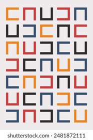 Cartel geométrico con líneas cuadradas. Diseño de carteles en estilo plano.