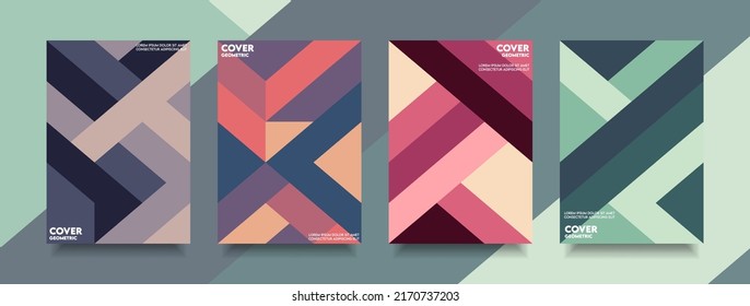 Geometric poster style stripe colorful background and cover minimal shape