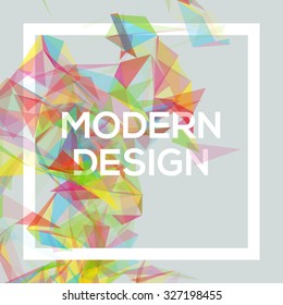 Geometric Poster Template with transparent polygons, lines, connecting nodes. 