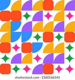 Geometric poster in a trendy retro brutalist style. Colorful backgrounds of abstract figures. vector illustration Bauhaus