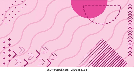 Geometric posters in trendy retro style. Abstract hipster Memphis background with pattern of geometric simple line shapes, Colorful abstract shapes backgrounds, Geometric mosaic seamless pattern