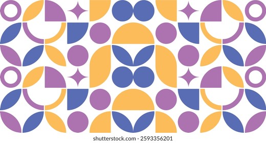 Geometric posters in trendy retro style. Abstract hipster Memphis background with pattern of geometric simple line shapes, Colorful abstract shapes backgrounds, Geometric mosaic seamless pattern