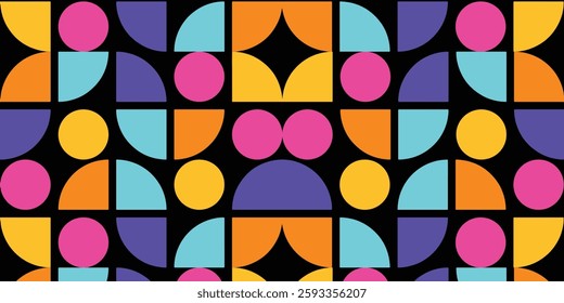 Geometric posters in trendy retro style. Abstract hipster Memphis background with pattern of geometric simple line shapes, Colorful abstract shapes backgrounds, Geometric mosaic seamless pattern