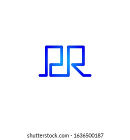 Geometric pr icon, public relations blue vector connected letters, color logo