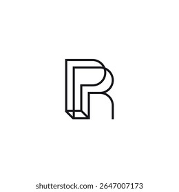 Geometric PR Monogram Logo, Minimal Modern Lettermark in Black.