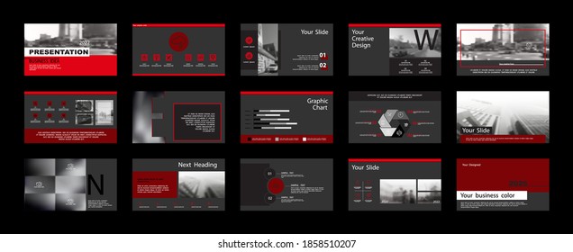 Geometric presentation Template. Red design on dark background. Multipurpose templates for slides, elements business infographics. Postcard, flyer corporate report, marketing, advertising, annual report, SE