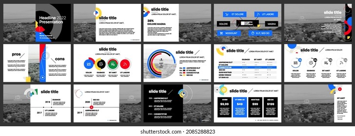 Geometric Presentation Templates elements on a white background. Vector infographics. Use in Presentation, flyer and leaflet, corporate report, marketing, advertising, annual report, banner.