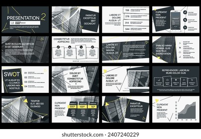 Geometric Presentation Templates. Vector infographic elements. For use in Presentation, Flyer and Leaflet, SEO, Marketing, Webinar Landing Page