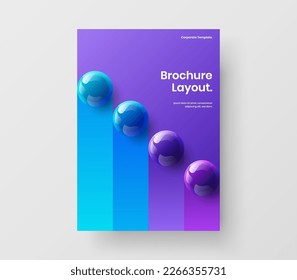 Geometric presentation vector design concept. Vivid realistic balls magazine cover template.