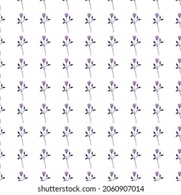 geometric pretty wildflower seamless pattern isolated on white background. Floral ornament. Romantic botanical design. Nature wallpaper. For fabric, textile print, wrapping, cover. Vector illustration