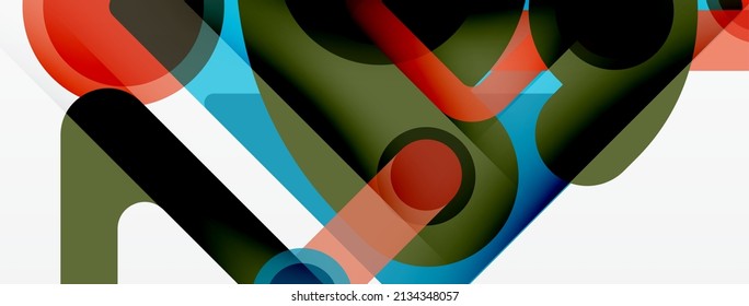 Geometric primitives. Lines, circles abstract background