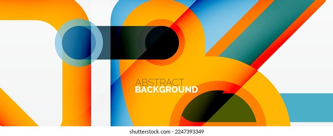 Geometric primitives. Lines, circles abstract background