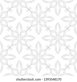 Geometric print in arabic style. Gray pattern on white seamless background