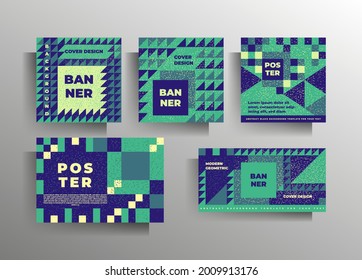 Geometric print cover design. Set of bright vector templates.