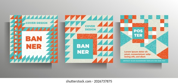 Geometric print cover design. Set of bright vector templates.