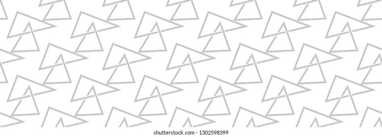 Geometric print. Gray pattern on long white seamless background