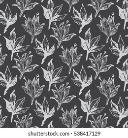 Geometric print with leaf and floral. Abstract wallpaper pattern. Scrapbook Paper.