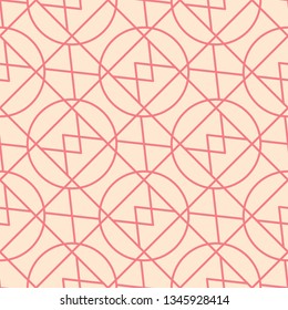 Geometric print. Pink pattern on bright pink seamless background