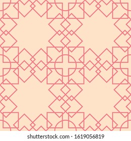 Geometric print. Pink pattern on bright pink seamless background. Vector illustration