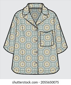 GEOMETRIC PRINT RESORT VECTOR SHIRT 