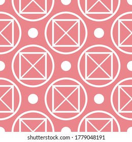 Impresión geométrica. Patrón blanco sobre fondo transparente rosa brillante. Ilustración del vector