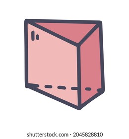 ícono simple de doodle vectorial color de prisma geométrico