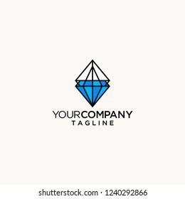 geometric prism diamond logo vector 
