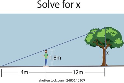 Geometric problem to find the value of x using triangle similarity.