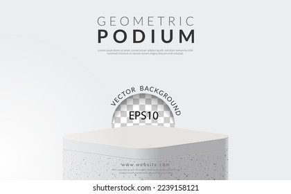 Geometric product display concept, Rectangle white marble podium on white background, vector illustration