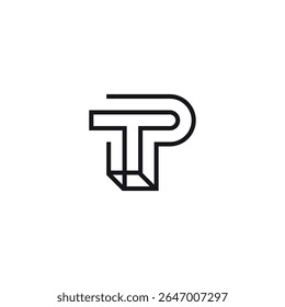 Geometric PT Monogram Logo, Minimal Modern Lettermark in Black.