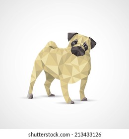 Geometric pug dog - vector illustration