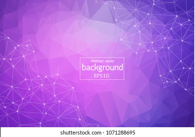Geometric Purple Polygonal background molecule and communication. Connected lines with dots. Minimalism background. Concept of the science, chemistry, biology, medicine, technology.