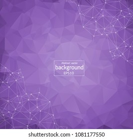 Geometric Purple Polygonal background molecule and communication. Connected lines with dots. Minimalism background. Concept of the science, chemistry, biology, medicine, technology.