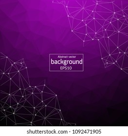 Geometric Purple Polygonal background molecule and communication. Connected lines with dots. Minimalism background. Concept of the science, chemistry, biology, medicine, technology.