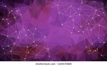 Geometric Purple Polygonal background molecule and communication. Connected lines with dots. Minimalism background. Concept of the science, chemistry, biology, medicine, technology.