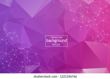 Geometric Purple Polygonal background molecule and communication. Connected lines with dots. Minimalism chaotic illustration background. Concept of the science, chemistry, medicine, technology.