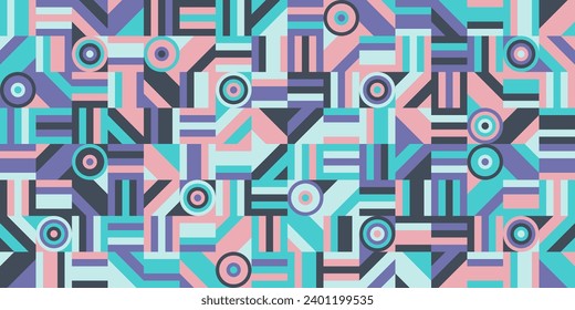Fondo del vector retro geométrico púrpura, diseño de patrones sin fisuras, papel de pared abstracto colorido