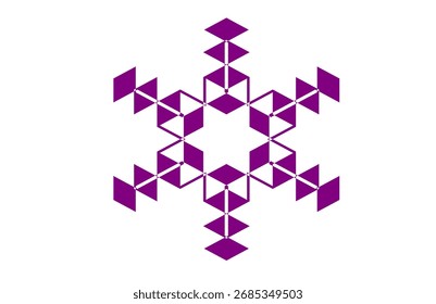 Copo de nieve púrpura geométrico, cristal abstracto del invierno, modelo simétrico moderno del polígono, diseño festivo de la decoración, icono del Vector para las vacaciones, estacional, Web, impresión, materia textil, Anuncio, y usos gráficos
