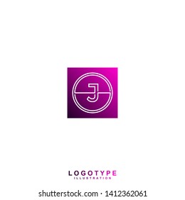 geometric purple square modern technology J logo letter design concept. abstract square gradientt logotype. white background with logo identity symbol vector illustration. 