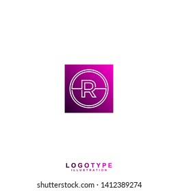 geometric purple square modern technology R logo letter design concept. abstract square gradientt logotype. white background with logo identity symbol vector illustration. 