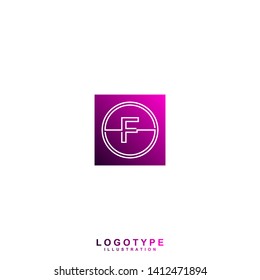 geometric purple square modern technology F logo letter design concept. abstract square gradientt logotype. white background with logo identity symbol vector illustration. 