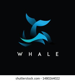 geometric purple whale logo design vector