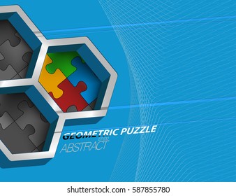Geometric puzzle colors shape scene vector concepts abstract background