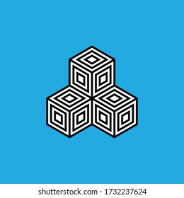 geometric pyramid background blue vector symbol